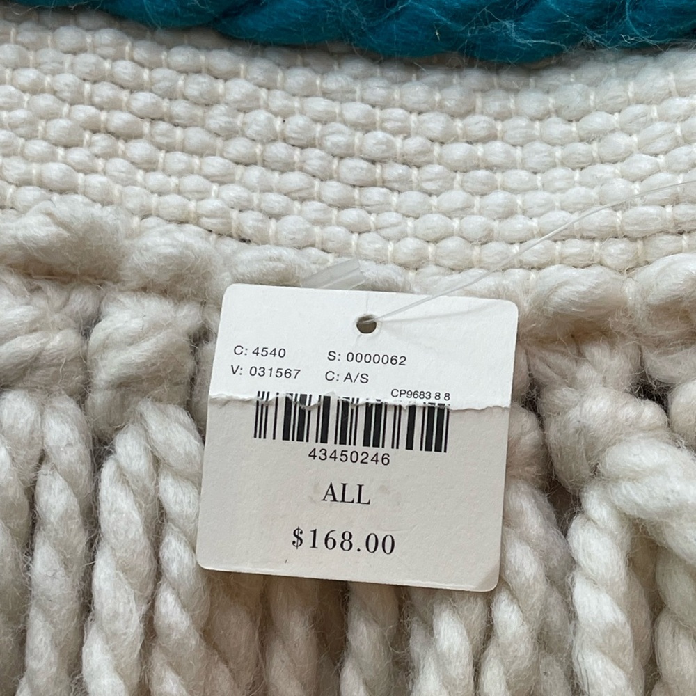 NWT Anthropology wool/cotton White multicolored textured throw for bed/couch - Picture 9 of 14